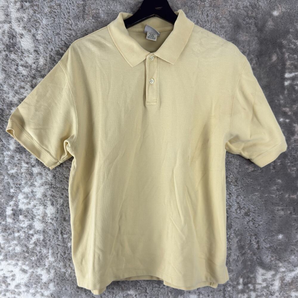 LL Bean Size M Minimalist Casual Polo Shirt Yellow Short Sleeve Collar